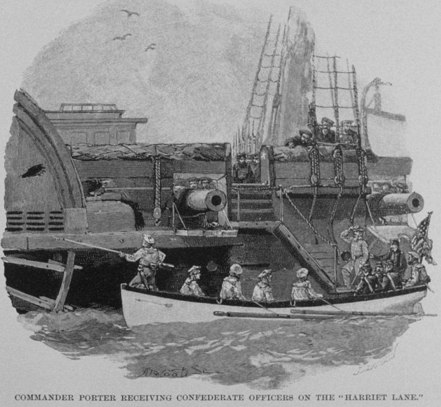 David Dixon Porter receiving Confederate officers on his flag-ship the Harriet Lane. Picture