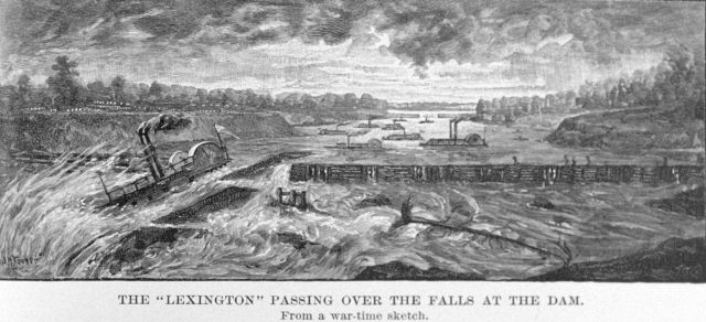 The Lexington passing over the falls at the dam Picture