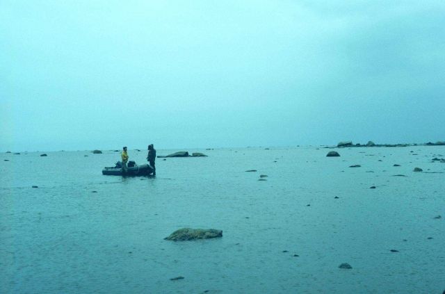 The view towards Cook Inlet showing the Zodiac at low tide Picture