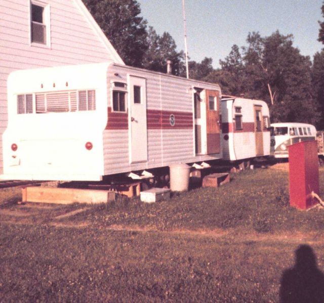 Survey crew office trailers at Fairport Harbor Coast Guard Station. Picture