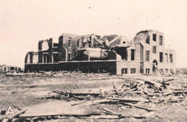 Ruins of the Longfellow School where 17 children were killed Picture