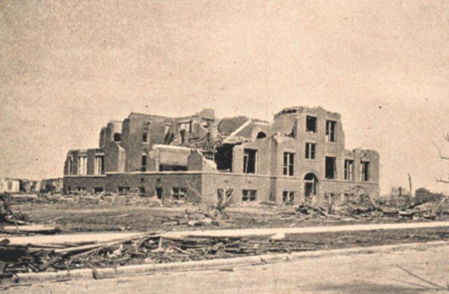 Ruins of the Longfellow School where 17 children were killed Picture