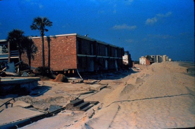 A motel on the beach at Garden City, South Carolina After passage of Hurricane Hugo Picture
