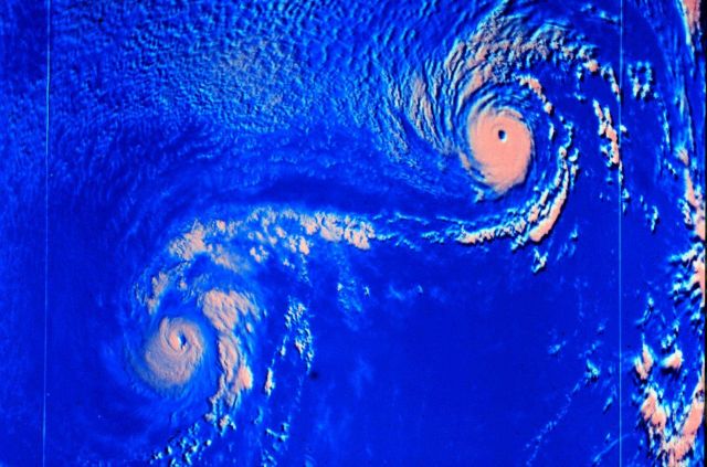 Typhoons Ione and Kristen displaying Fujiwhara effect Picture