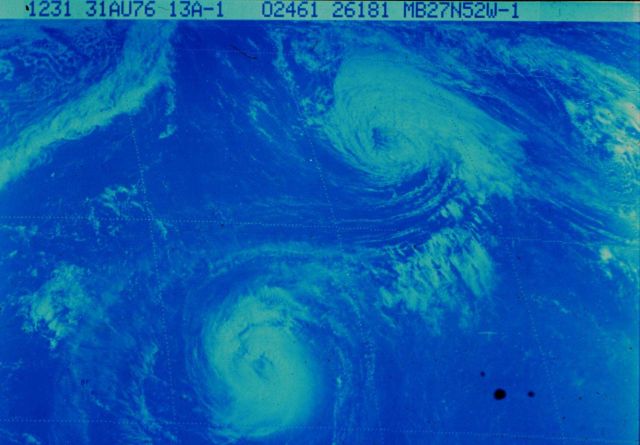Hurricanes Emmy and Frances displaying Fujiwhara effect Picture