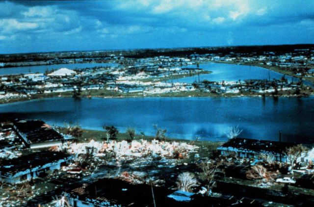 Hurricane Andrew - A damage streak at Naranja Lakes These damage streaks were evident throughout the hardest hit areas Picture