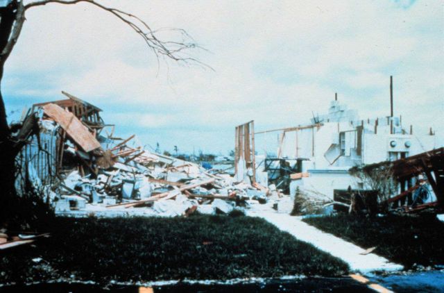 Hurricane Andrew - A home in Naranja Lakes in which a fatality occurred The home survived the initial impact of Hurricane Andrew Collapse occurred aft Picture