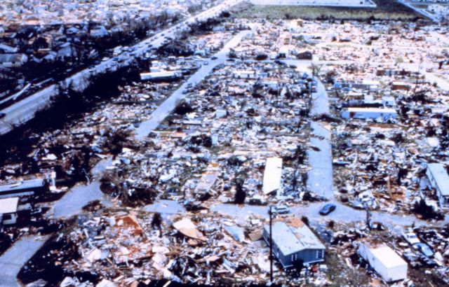 Hurricane Andrew - Dadeland Mobile Home Park after passage of Andrew Needless to say, mobile homes are not safe in strong wind events Picture