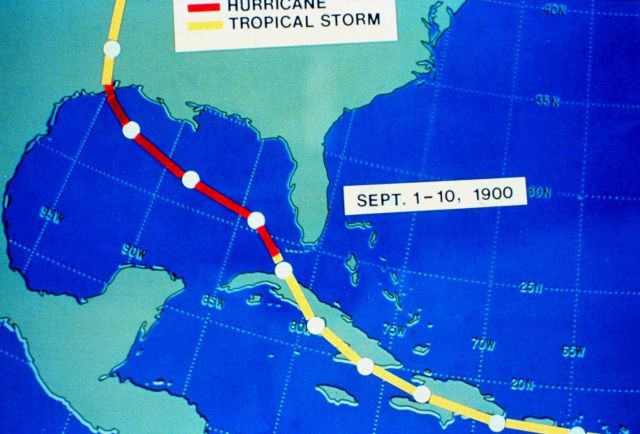 The track of the Galveston Hurricane This was the greatest natural disaster in terms of loss of life in U.S Picture