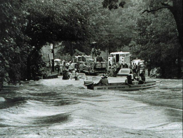 Rescue crew setting out to save an individual stranded in a flash flood Picture