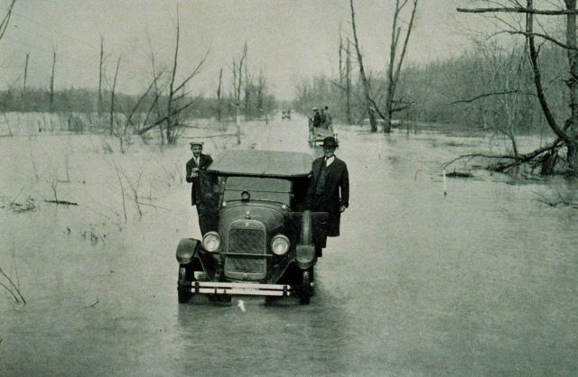 The Great Mississippi River Flood of 1927 Highway between Mounds, Illinois, and Cairo Illinois, March 25, 1927 - river stage at Cairo, Illinois., 52.8 Picture