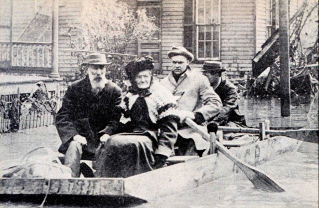 Improvised row boats built by National Cash Register Company were of great value in rescuing marooned residents of Dayton Picture