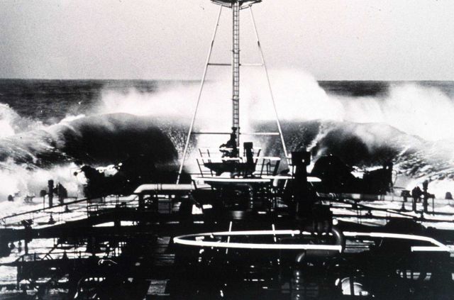 Tanker taking green water over the bow Picture