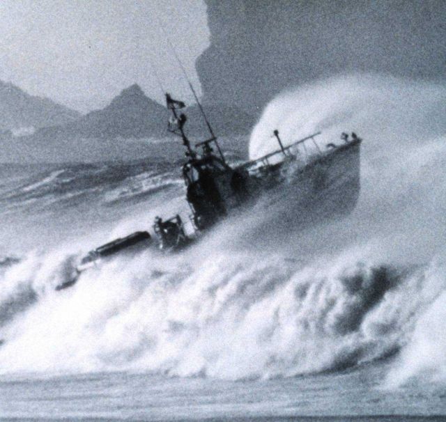 Coast Guard surf boat ploughing through the bar at Columbia River Entrance Picture