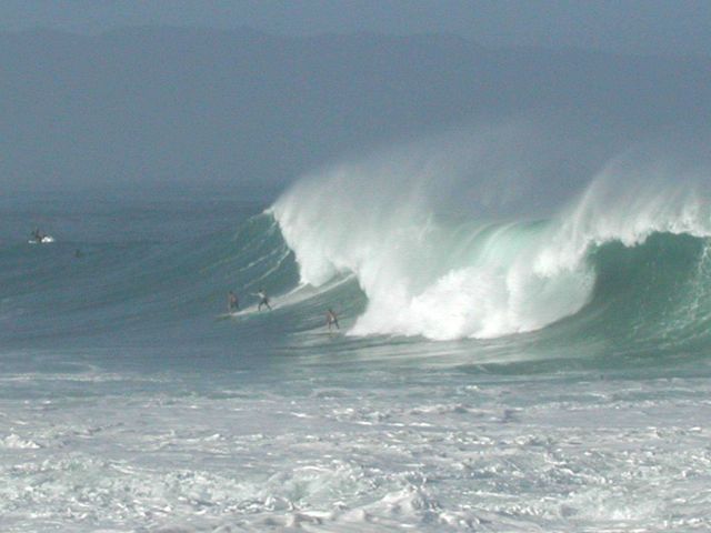 Huge surf with an offshore wind on Oahu's North Shore. Picture