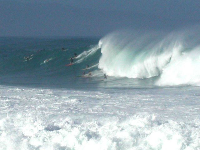 Huge surf with an offshore wind on Oahu's North Shore. Picture
