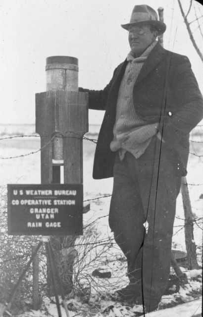 The rain gage at the cooperative weather station at Granger, Utah Picture
