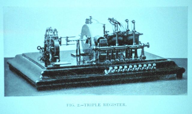 The triple register used to record hours, minutes, and wind velocity Picture