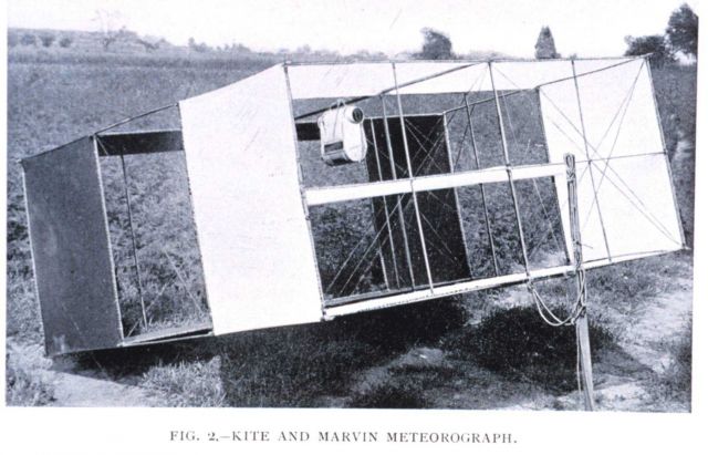 Weather kite with Marvin meteorograph attached In: The Aims and Methods of Meteorological Work by Cleveland Abbe Picture