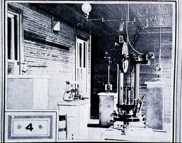 Interior of magnetic observatory at Mount Weather showing declinometer and theodolite Picture