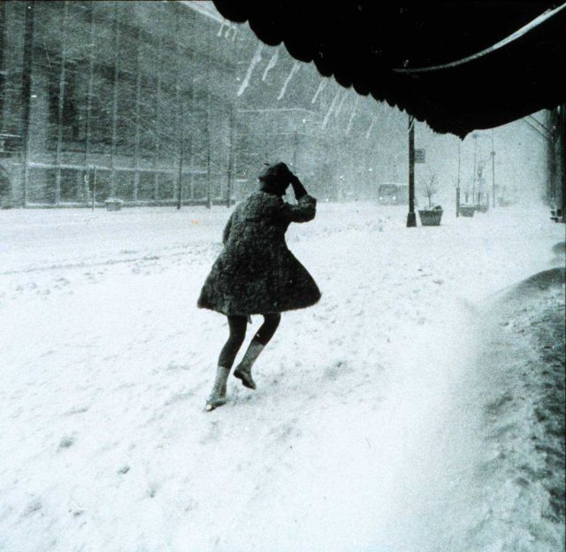 Miniskirts were in style then, but not the best for a snowy, windy night Picture