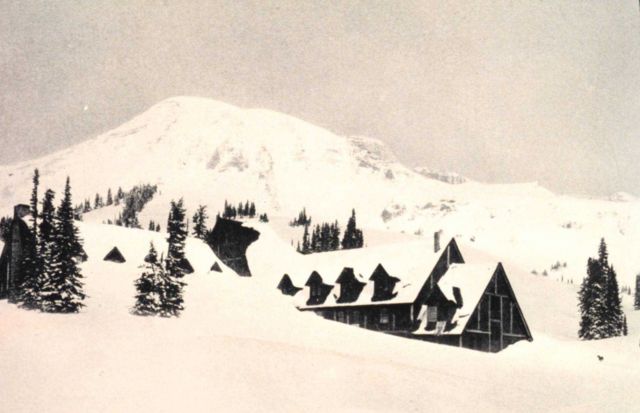 Paradise Inn looking north toward the summit of Mount Rainier Picture
