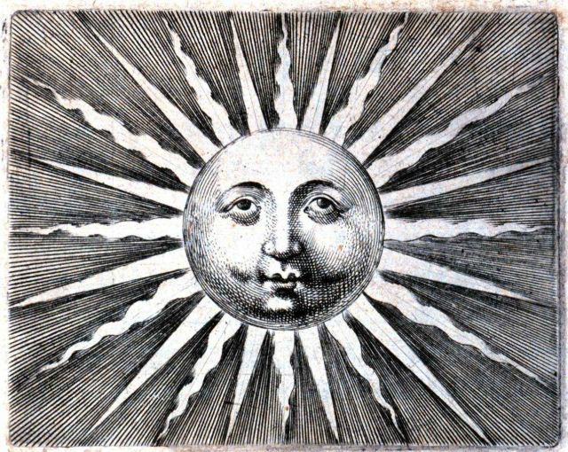 Blow up of sun image on title page of 
