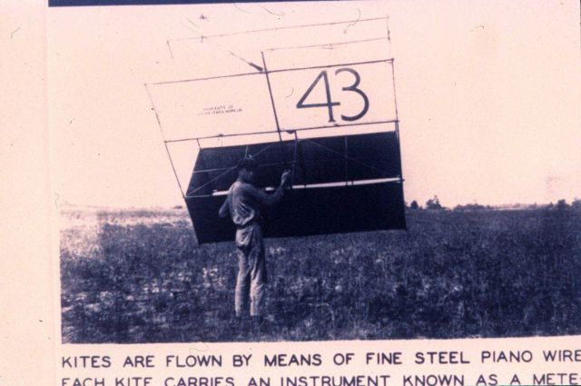 Kites were flown and secured by means of thin steel piano-wire Picture