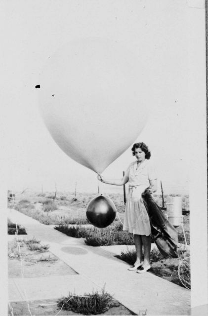Launching a pilot balloon Women's first opportunities in meteorology occurred as a result of WWII Picture