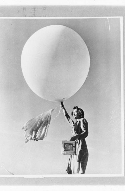 Launching a pilot balloon Women's first opportunities in meteorology occurred as a result of WWII Picture