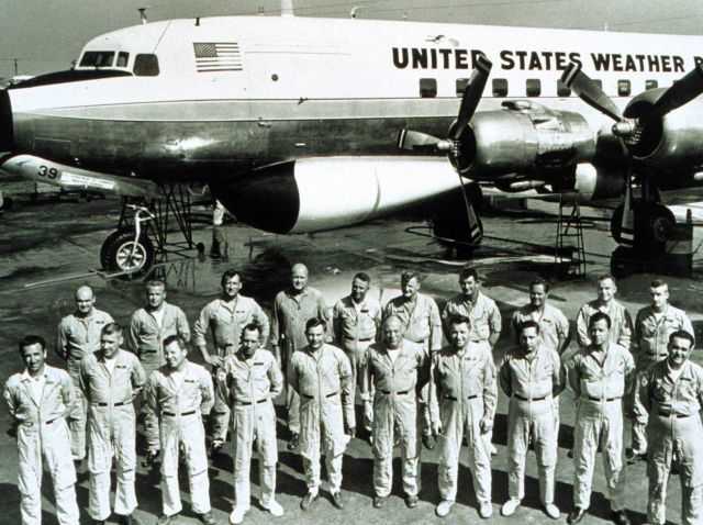 Weather Bureau DC-6 personnel during Project Storm Fury Storm Fury was a hurricane cloud seeding experiment Picture