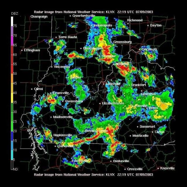 A stormy night in Indiana, Kentucky,and Tennessee. Picture