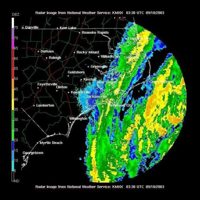 First rain band from Hurricane Isobel making landfall. Picture