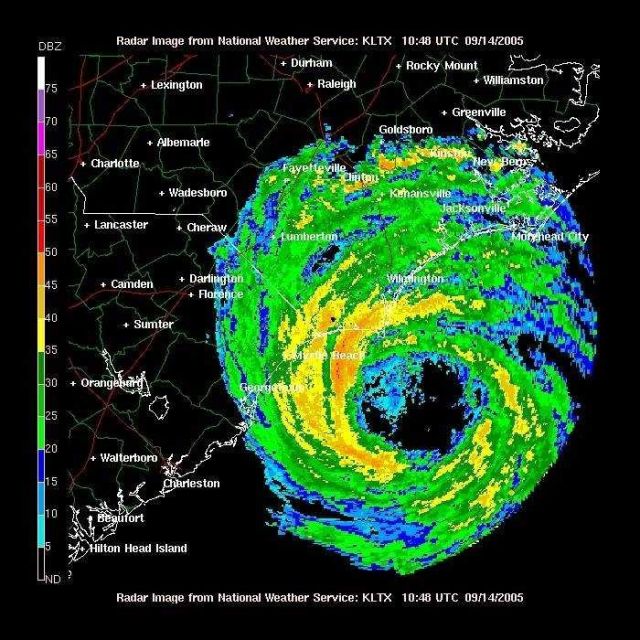Hurricane Opelia brushing the coast of the Carolinas. Picture