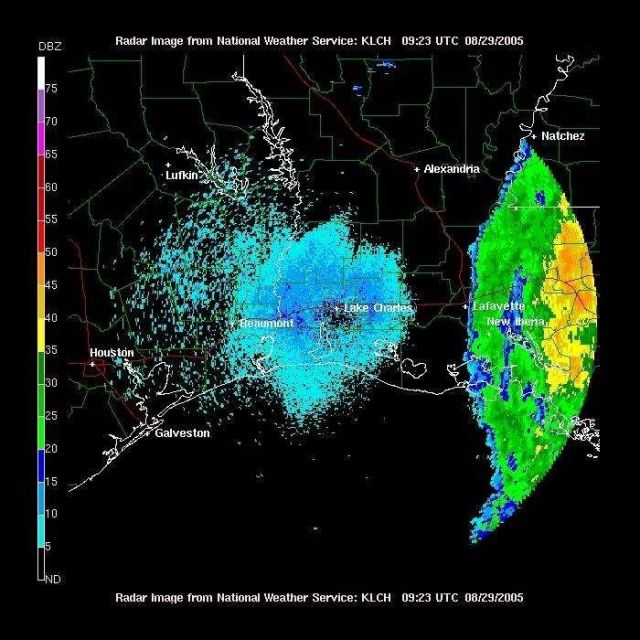 The western edge of Hurricane Katrina as seen from Lake Charles. Picture