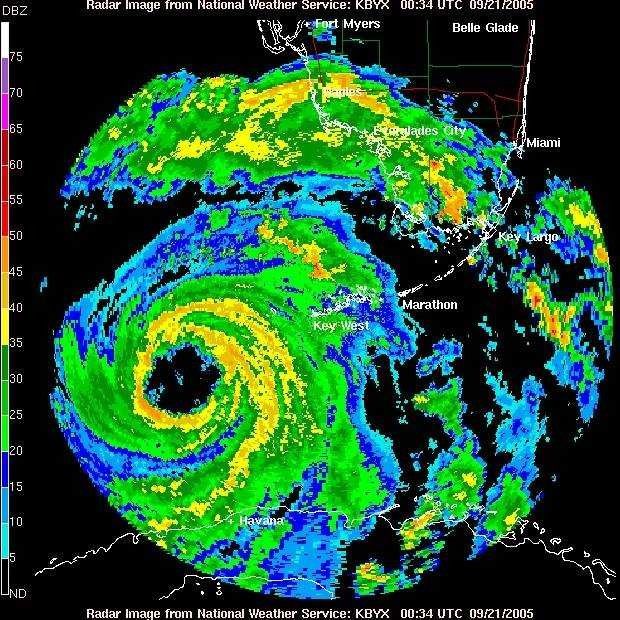 Hurricane Rita as seen from Key West radar. Picture