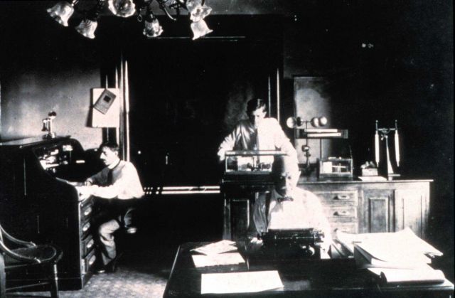 Hard at work in an unidentified Weather Bureau office. Picture