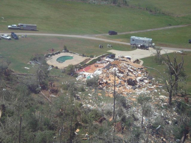 Total destruction of a home by Meriwether-Spalding EF3 tornado in Birdie area. Picture
