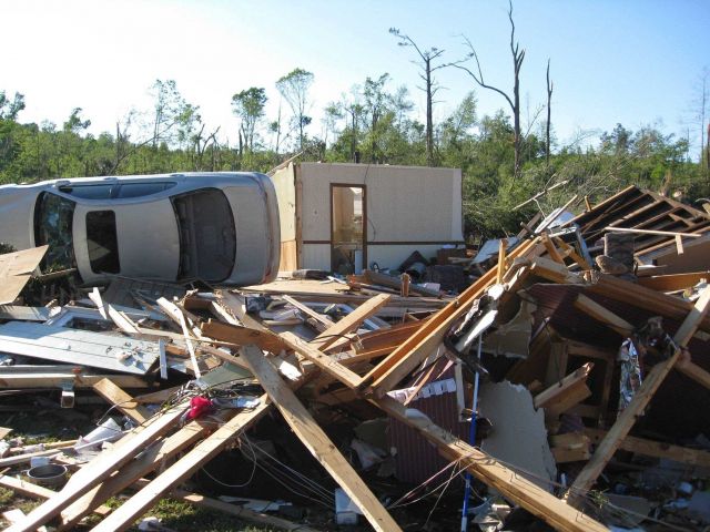 Remains of a house hear the EF4 tornado damage Picture
