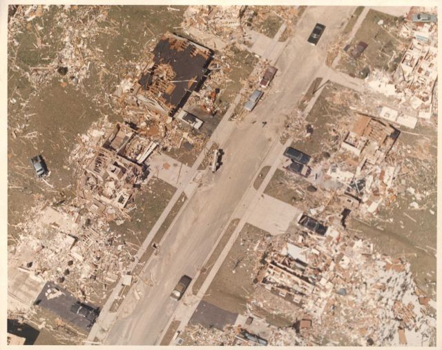Northeast Xenia tornado damage from Super Tornado Outbreak of April 3, 1974. Picture