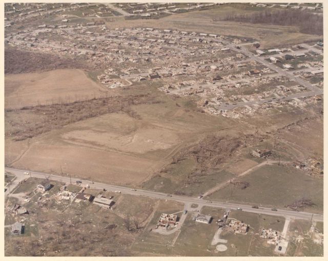 Northeast Xenia tornado damage from Super Tornado Outbreak of April 3, 1974. Picture