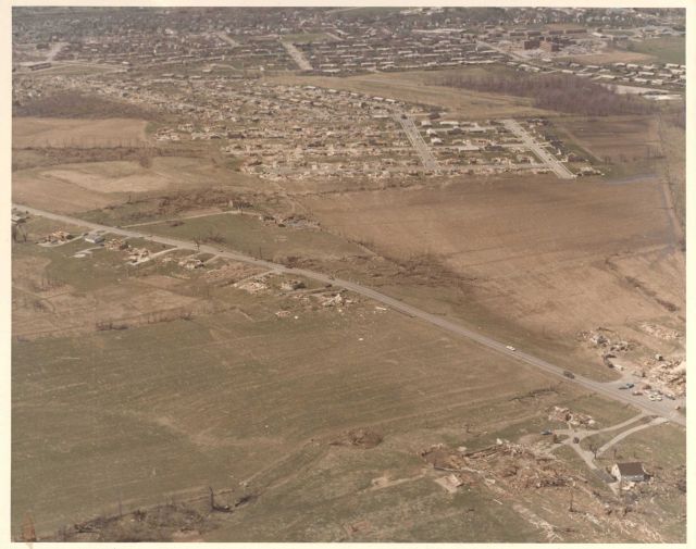 Northeast Xenia tornado damage from Super Tornado Outbreak of April 3, 1974. Picture