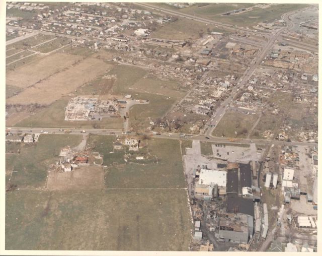 West Xenia tornado damage from Super Tornado Outbreak of April 3, 1974. Picture