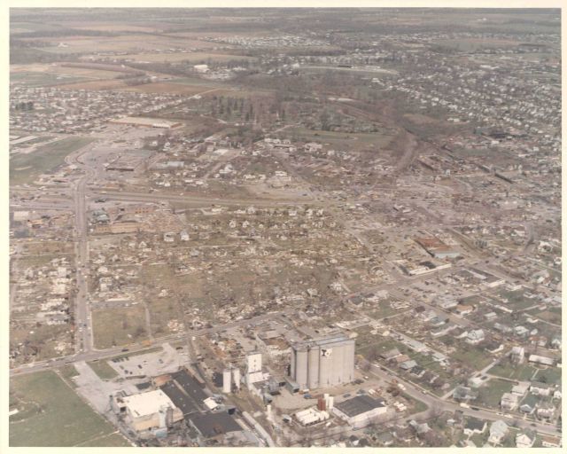 West Xenia tornado damage from Super Tornado Outbreak of April 3, 1974. Picture
