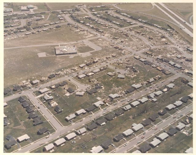 Windsor Park and Arrowhead tornado damage from Super Tornado Outbreak of April 3, 1974. Picture