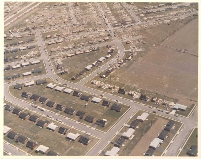 Windsor Park and Arrowhead tornado damage from Super Tornado Outbreak of April 3, 1974. Picture