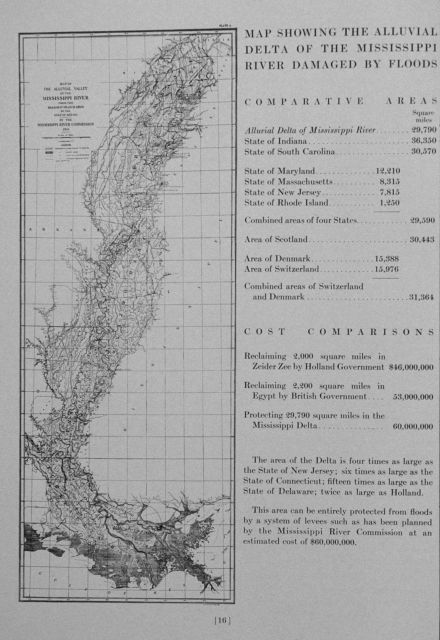 Map showing the alluvial delta of the Mississippi River damaged by floods Picture