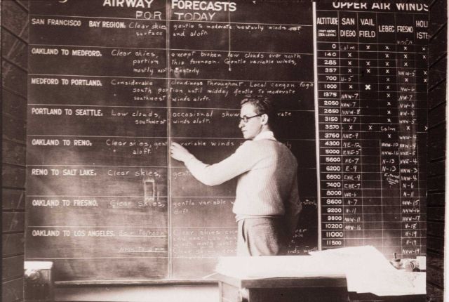 Regional headquarters meteorologist keeping track of aviation weather Picture