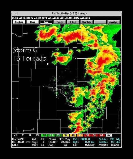 Tornadogenic storm formed during great Oklahoma Tornado Outbreak of 1999. Picture