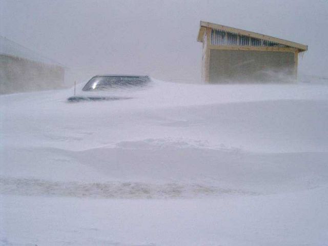 A blizzard in the Evergreen area with near white-out conditions. Picture